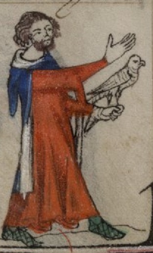 Man with falcon, BL Yates Thompson MS 13 f.179v 