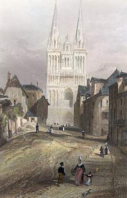 Cathedral of St Maurice, Angers, engraved 1856
