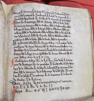 Witness list from Magna Carta found in Cambridge University Library L1, 1-10, fos.9v-15r