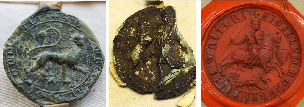 Figures 5, 6 and 7: seals of Reginald de Cornhill, Saher de Quincy and Robert fitz Walter