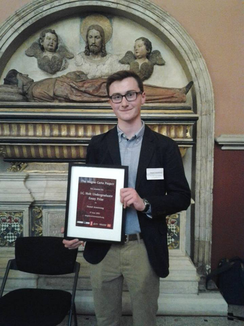Daniel Armstrong, joint winner of the J.C. Holt Undergrduate Essay Prize